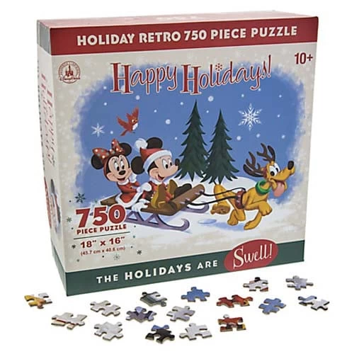 Disney Parks Puzzle - Retro Santa Mickey And Friends - Happy Holidays 3 Disney Parks Puzzle - Retro Santa Mickey And Friends - Happy Holidays