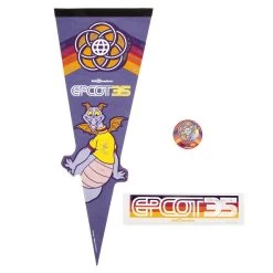 Disney Pennant Fan Pack - Epcot 35th Anniversary - Figment - 3 Piece