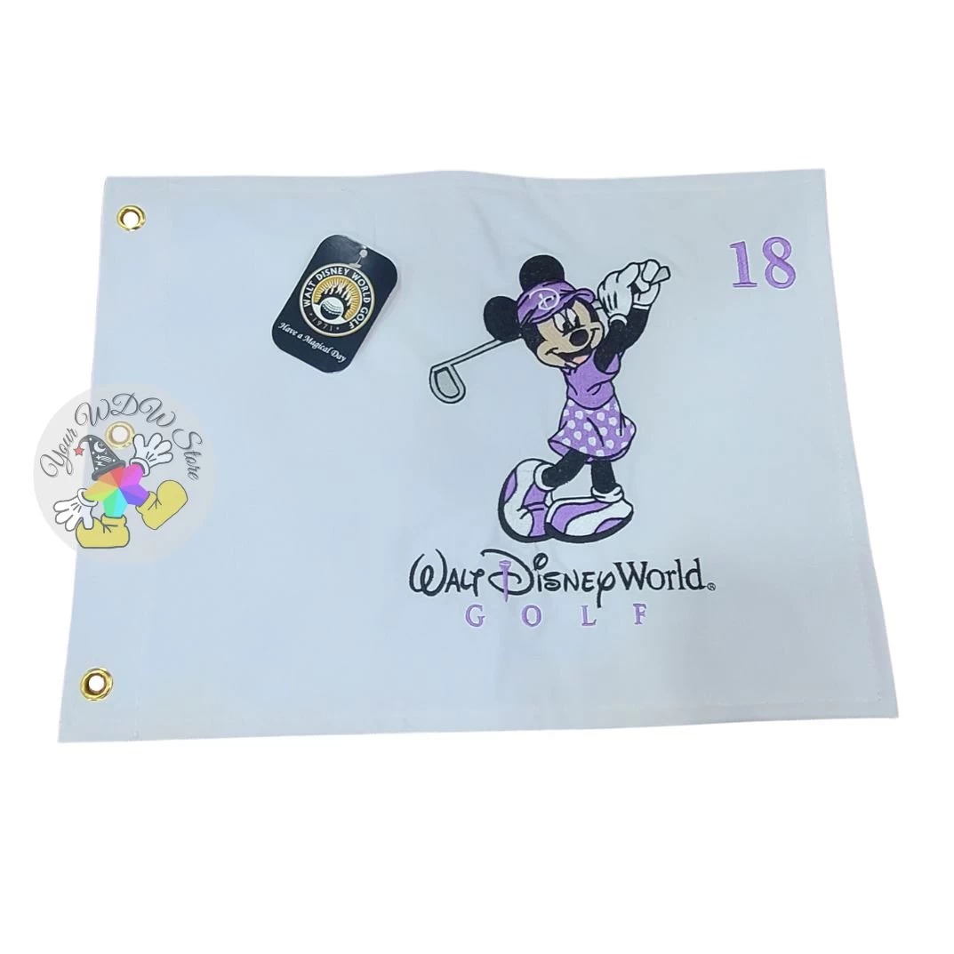 Disney Golf Pin Flag - Minnie Mouse - Walt Disney World Golf Logo - White 3 Disney Golf Pin Flag - Minnie Mouse - Walt Disney World Golf Logo - White