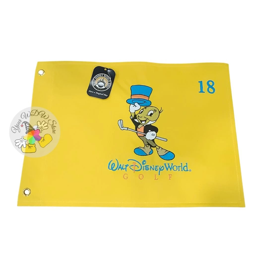 Disney Golf Pin Flag - Jiminy Cricket - Walt Disney World Golf Logo - Yellow Gold 3 Disney Golf Pin Flag - Jiminy Cricket - Walt Disney World Golf Logo - Yellow Gold